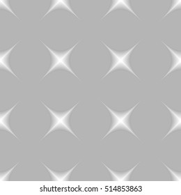 Seamless pattern with stars on gray background. Voluminous shapes.