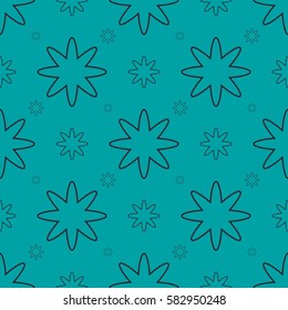 Seamless pattern with stars on green background.