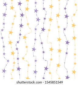 Seamless pattern with stars on line. Pattern for pillow, t-shirt, background, poster. Vector Illustration