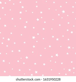Seamless pattern with stars on pink background. Childish print.