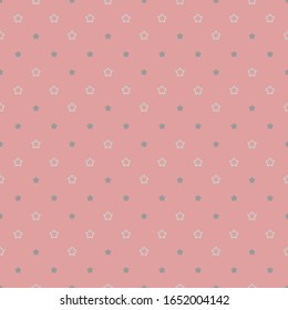 Seamless pattern with stars on a pink background. Pattern for wrapping paper, postcard, card, gift. Vector illustration. 