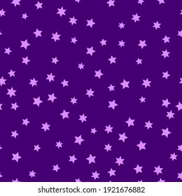 Seamless pattern with stars on purple background. Vector illustration