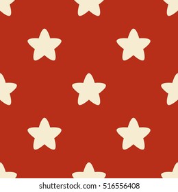 Seamless pattern with stars on red backgrond