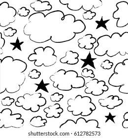 Seamless pattern with stars on the sky background