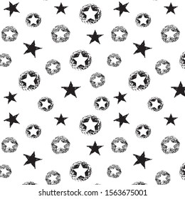 Seamless pattern with stars on white background.