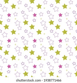 Seamless pattern with stars on white background.Design template for wallpaper,fabric,wrapping,textile