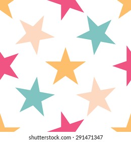 Seamless pattern with stars on white background. Vector illustration.