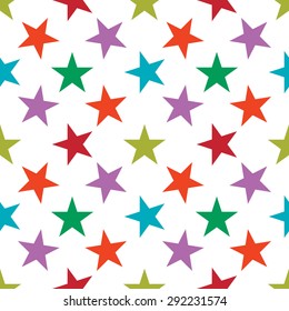 Seamless pattern with stars on white background. Vector illustration.
