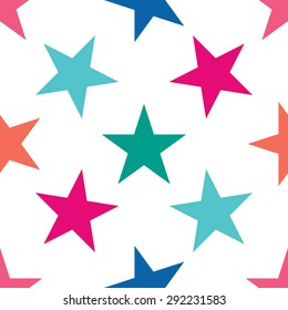 Seamless pattern with stars on white background. Vector illustration.