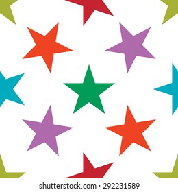 Seamless pattern with stars on white background. Vector illustration.