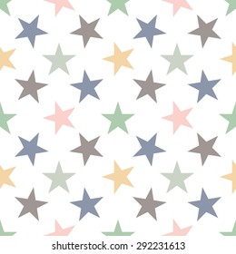 Seamless pattern with stars on white background. Vector illustration.