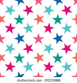 Seamless pattern with stars on white background. Vector illustration.