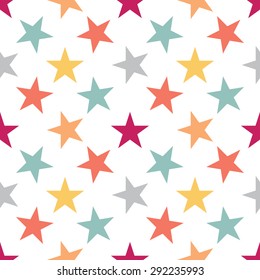 Seamless pattern with stars on white background. Vector illustration.