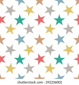 Patrón sin fisuras con estrellas sobre fondo blanco. Ilustración vectorial.