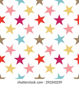 Seamless pattern with stars on white background. Vector illustration.