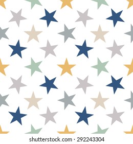 Seamless pattern with stars on white background. Vector illustration.