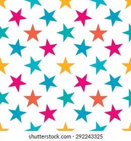 Seamless pattern with stars on white background. Vector illustration.