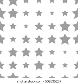 Seamless pattern with stars on a white background. Monochrome image.