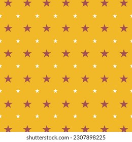 Seamless pattern of stars on yellow background.