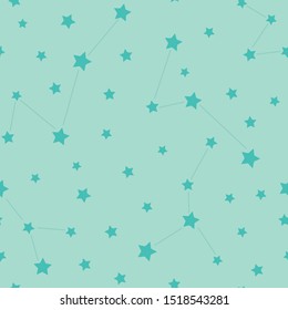 Seamless pattern of stars. Pastel colored stars costellations. Vector background.