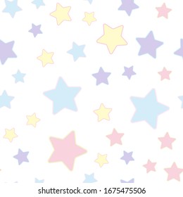 Seamless Pattern With Stars Of Pastel Colors. Baby Print. Cute Vector Illustration.