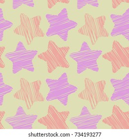 Seamless pattern with stars in pastel colors, vector. Texture for decorating surfaces, print on fabric, wallpaper, packaging and more