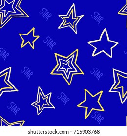 Seamless pattern with stars. Perfect for textile design. Blue background
