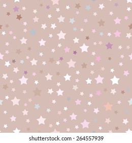 seamless pattern with stars, pink, beige background. Vector