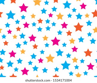 Seamless pattern with stars. Playful background for children's clothes or party wallpaper.