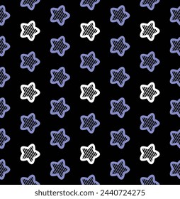 Estrellas De Patrón Sin Costuras Púrpura Y Blanco Sobre Fondo Negro