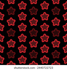 Seamless Pattern Stars Red On Black Background