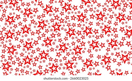 Patrón sin fisuras con estrellas. Patrón simple rojo y blanco. Patrón festivo con estrellas. Ilustración vectorial.