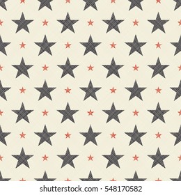 seamless pattern with stars in retro colors on texture background. Endless pattern can be used for ceramic tile, wallpaper, wrapping paper, invitation card, textile, web page background