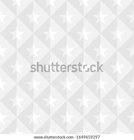 Seamless pattern with stars in rhombus cells. White soft background.