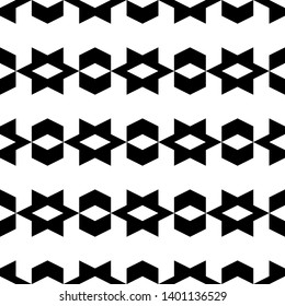 Seamless pattern. Stars, rhombuses, chevrons ornament. Folk wallpaper. Ethnic motif. Simple background. Geometric backdrop. Digital paper, textile print, web design, abstract.