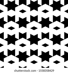 Seamless pattern. Stars, rhombuses, figures ornament. Ethnic motif. Simple background. Geometric backdrop. Digital paper, textile print, web design, abstract.Folk wallpaper.