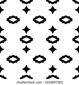 Seamless pattern. Stars, rhombuses, figures ornament. Polygons background. Simple shapes wallpaper. Geometrical backdrop. Digital paper, web designing, textile print. Vector.