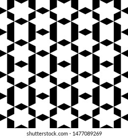 Seamless pattern. Stars, rhombuses, trapeziums, figures ornament. Folk wallpaper. Ethnic motif. Simple background. Geometric backdrop. Digital paper, textile print, web design, abstract.
