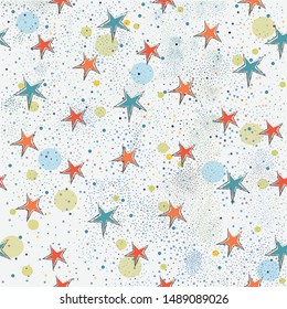 Seamless Pattern with Stars. Scandinavian Style. Vector Illustration