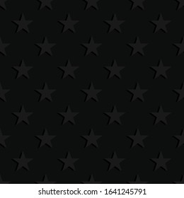 Seamless pattern of stars with shadow. Dark texture.