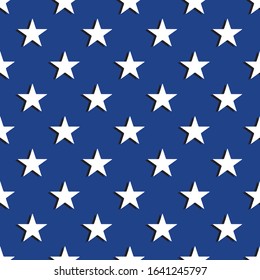 Seamless pattern of stars with shadow, like to US flag.