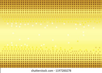 Seamless pattern of stars shapes in shading colors (gold, brown, yellow, white) on gold (gradient yellow) background. Vector illustration, EPS10, for wallpaper, gift wrapping paper, tile prints, etc.