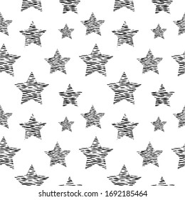  Patrón transparente: estrellas siluetas con línea negra sobre fondo blanco. 