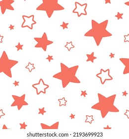 Seamless pattern with stars. A simple abstract baby print with a cosmic sky. Vector graphics.