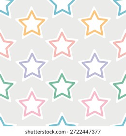 Patrón inconsútil con las estrellas, Formas geométricas simples, Gradientes pastel lisos, estilo plano limpio del Vector