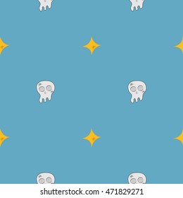 A seamless pattern of stars and skulls