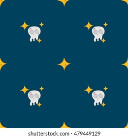 A seamless pattern of stars and skulls