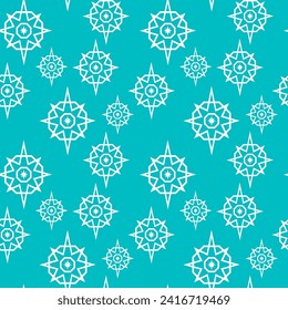 Seamless pattern Stars or snowflake on blue background. Vector