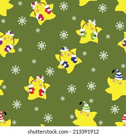 Seamless pattern with stars and snowflakes
