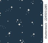 Seamless pattern with stars. Space cosmos night sky textured vector background. Vector illustration, design for kids nursery, paper goods, background, wallpaper, fabric and more